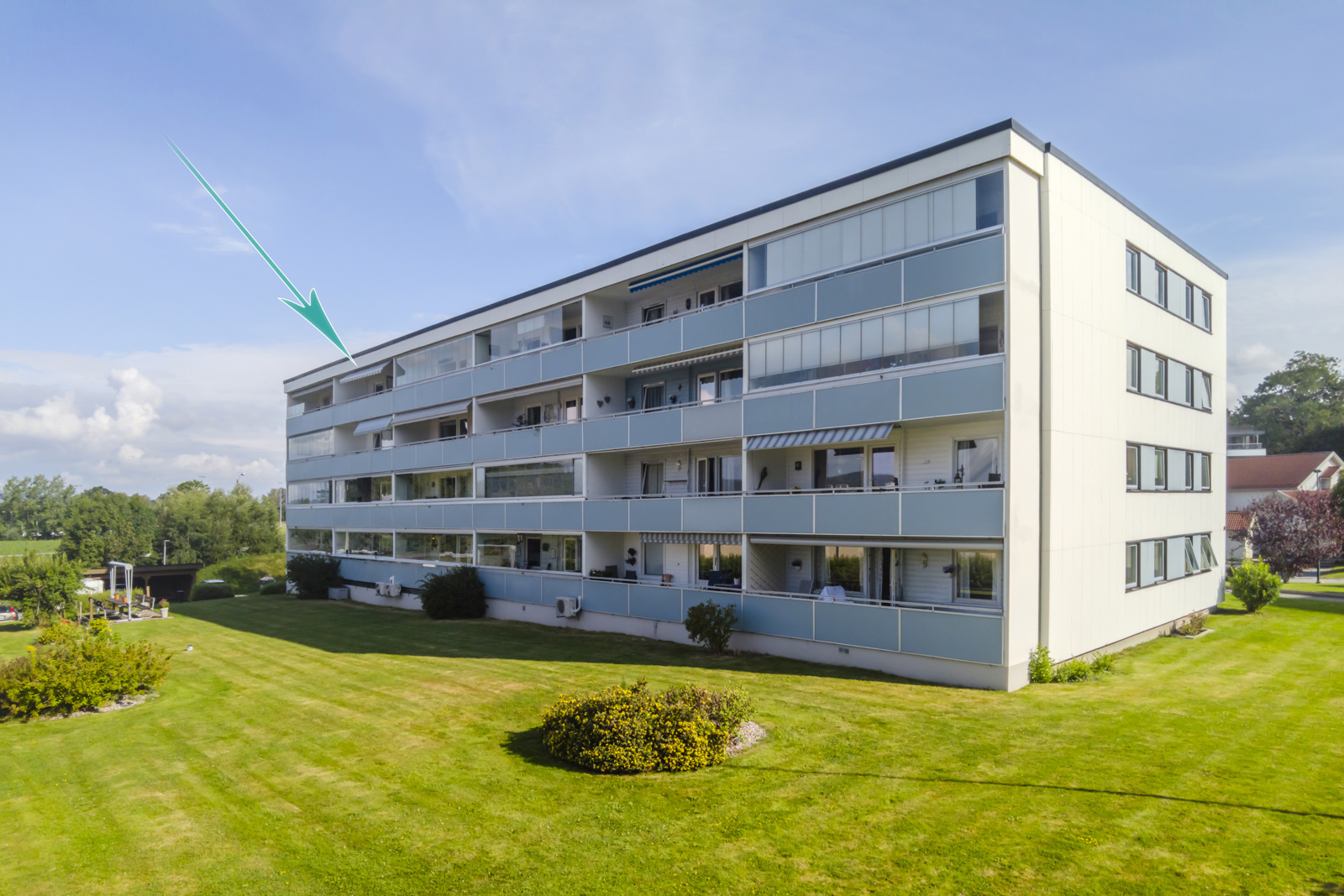 Leiligheten ligger i toppetasjen 