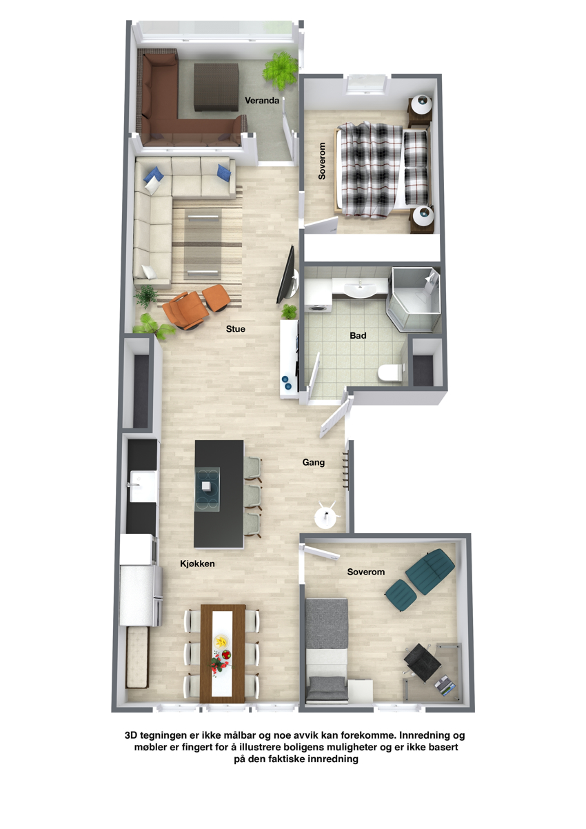 Planskisse over leiligheten. 