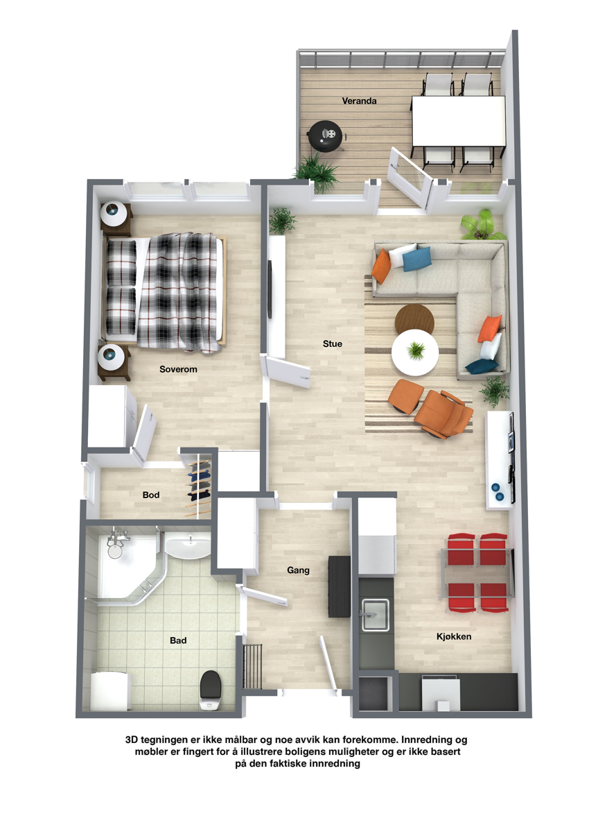 Plantegning over leiligheten 